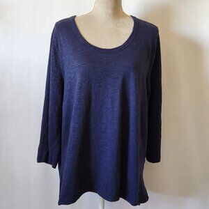 Chico's Women's Size X-Large Blue 3/4 Sleeve Scoop Neck High Low Tunic Top